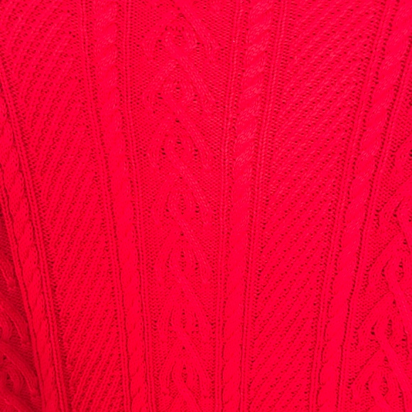 Christmas V28 Cable Knit Thick Turtleneck Sweater Dress Size L Red - Picture 4 of 7